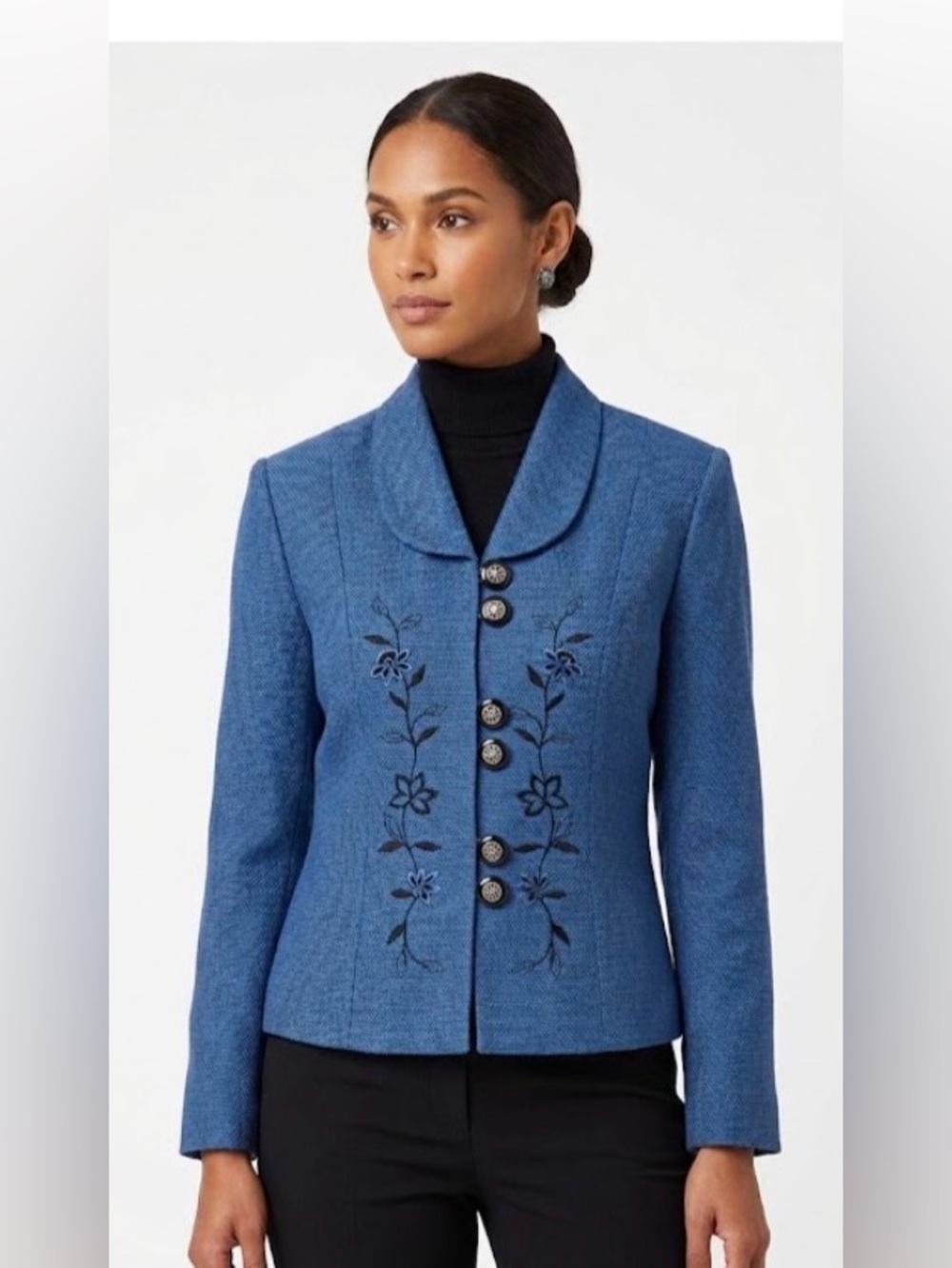 Vintage Miss Dorby Blue Embroidered Blazer